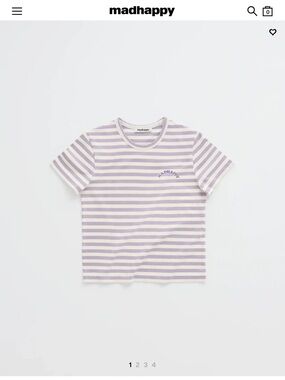 Madhappy Lavender and White Striped Short Sleeve Tee